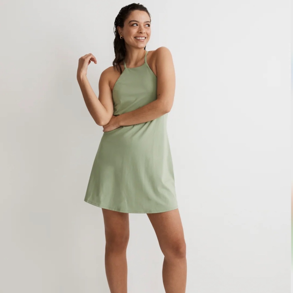 Madewell Light Sage Halter Mini Dress